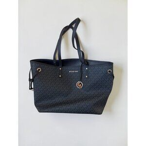 MICHAEL KORS Navy JetSet Saffiano Logo Reversible Tote Bag